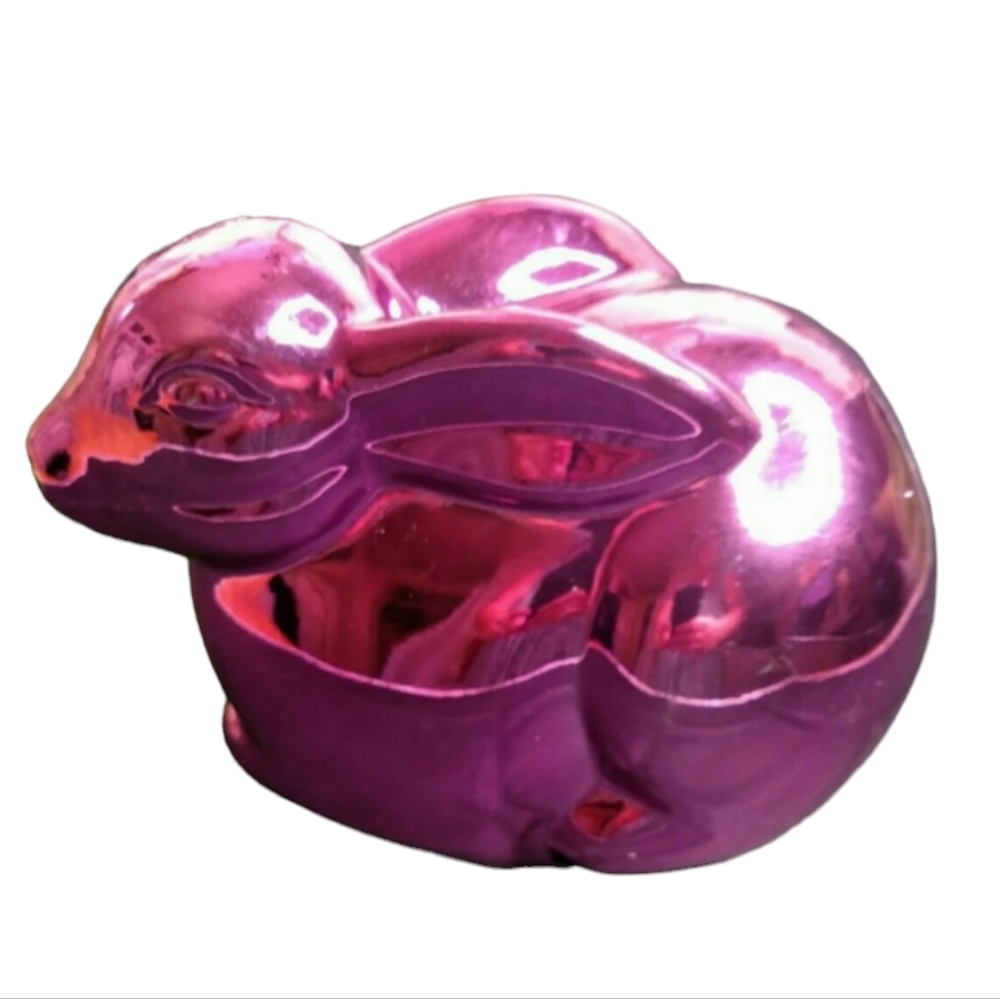 Dept 56 Mercy Glass Pink Bunny Rabbit Easter Figure Statue Spring Home Decor